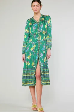 Current Air Floral Motif Buttondown Dress GREENFLORALMLT Clearance