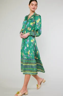 Current Air Floral Motif Buttondown Dress GREENFLORALMLT Clearance