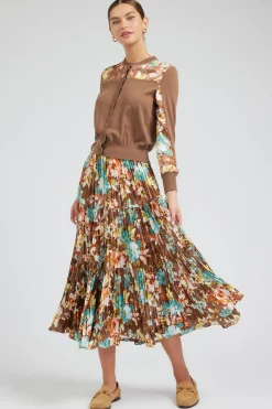 Current Air Floral Motif Cardigan BROWNMLT Outlet