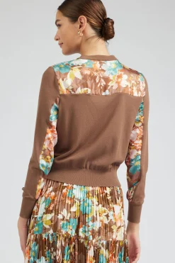 Current Air Floral Motif Cardigan BROWNMLT Outlet