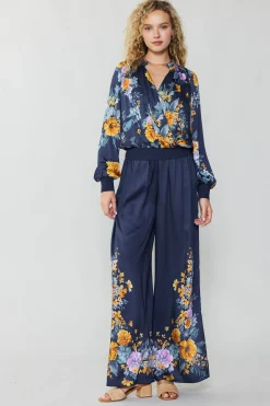 Current Air Floral Motif Wide Pants FLORALBLUEMLT Online