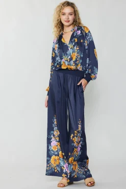 Current Air Floral Motif Wide Pants FLORALBLUEMLT Online