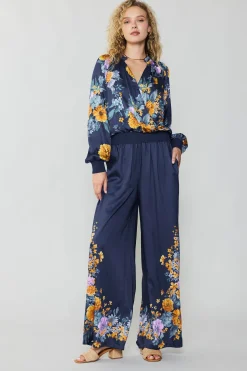 Current Air Floral Motif Wide Pants FLORALBLUEMLT Online