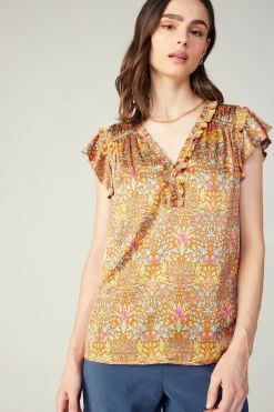 Current Air Floral Nouveau Blouse ORANGEMLT Hot