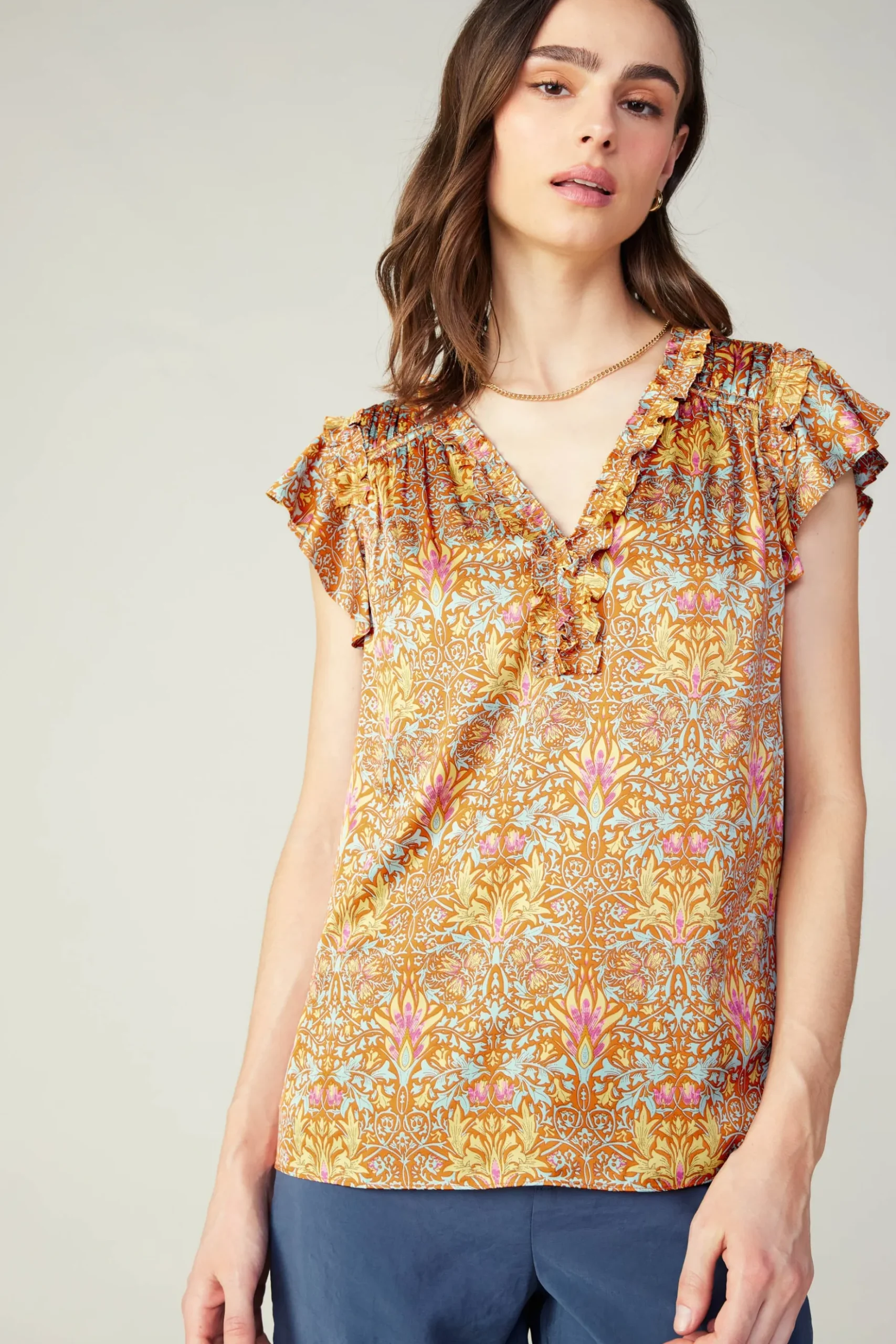 Current Air Floral Nouveau Blouse ORANGEMLT Hot
