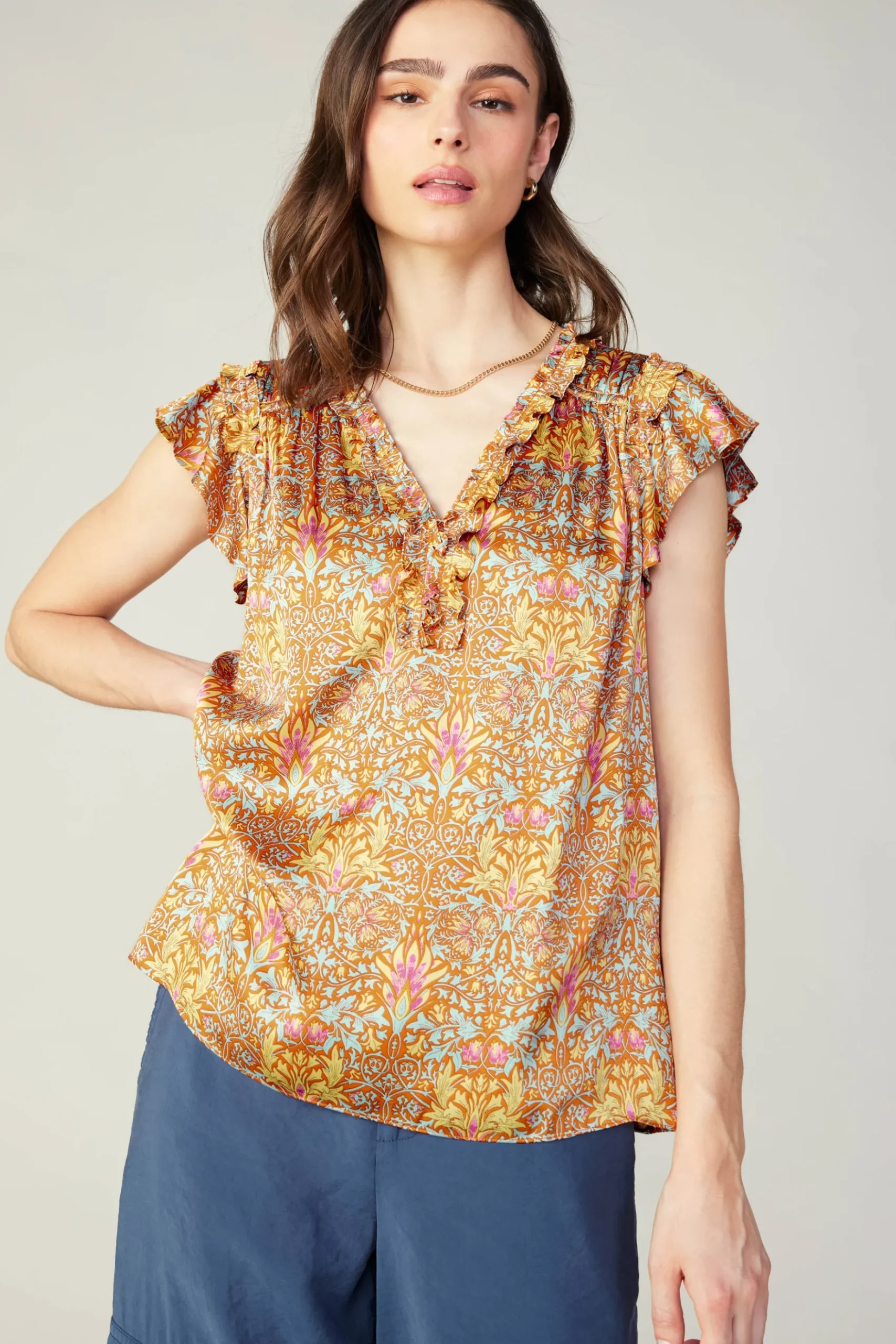 Current Air Floral Nouveau Blouse ORANGEMLT Hot