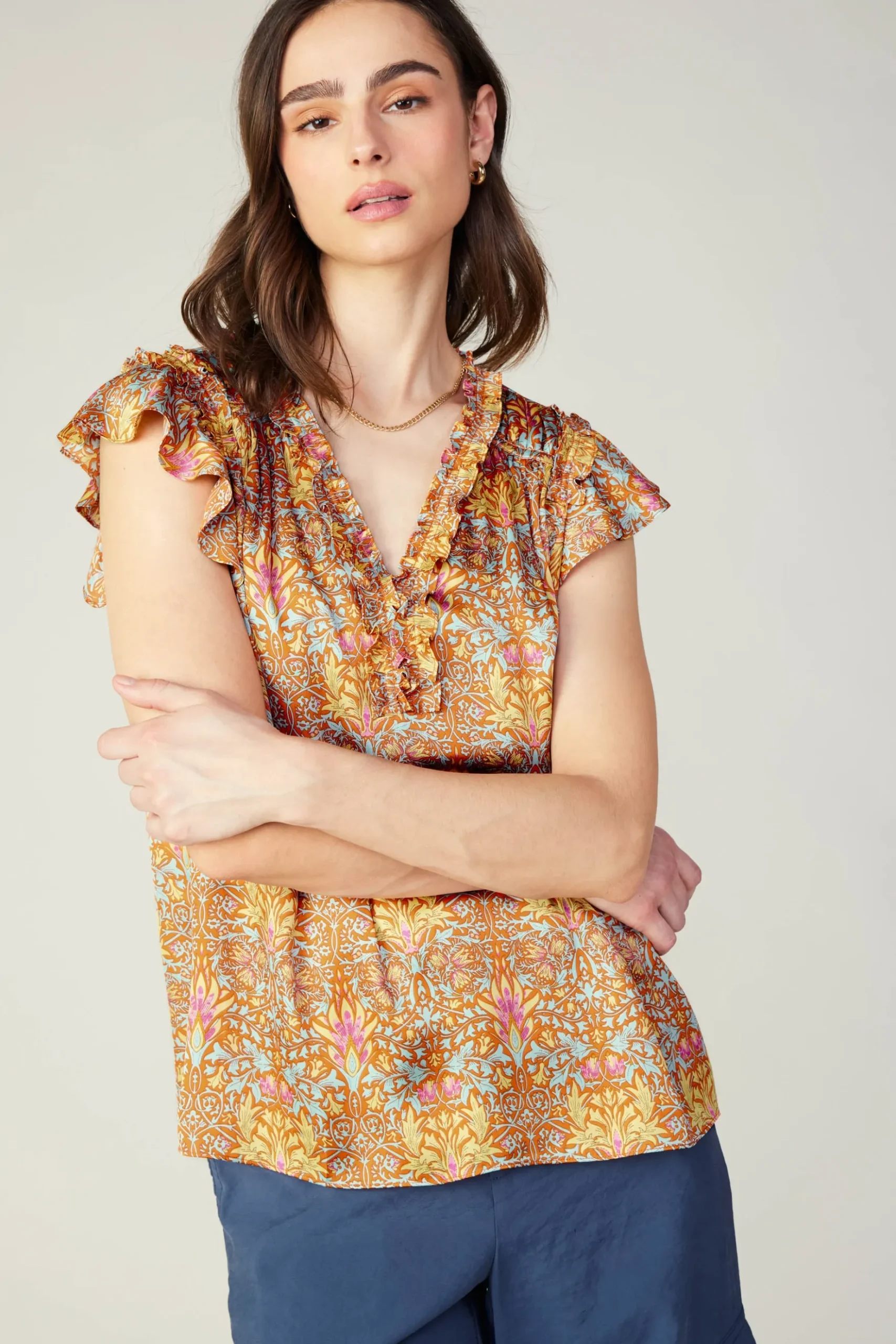 Current Air Floral Nouveau Blouse ORANGEMLT Hot