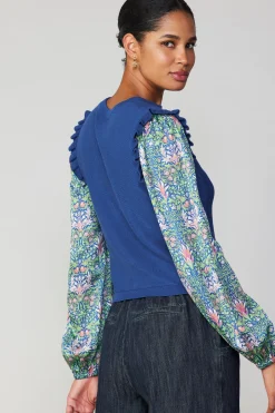 Current Air Floral Nouveau Contrast Top BLUE Outlet