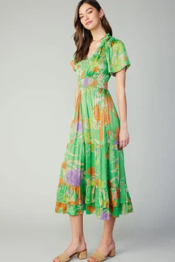 Current Air Floral Pattern Maxi Dress FLORALGREEN Sale