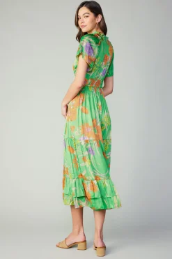 Current Air Floral Pattern Maxi Dress FLORALGREEN Sale