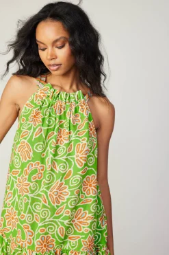 Current Air Floral Patterned Halter Mini Dress GREENORANGEMLT Best