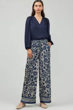 Current Air Floral Patterned Pull On Pants BLUEMLT Best