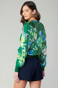 Current Air Floral Print Surplice Blouse GREENFLORAL New
