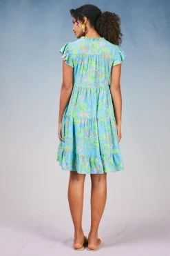 Current Air Floral Print Tiered Mini Dress BLUEMLT Hot