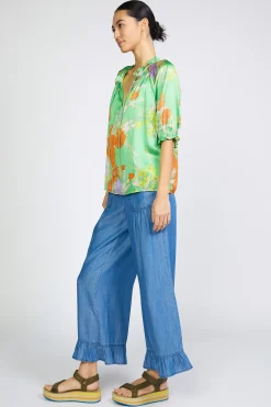 Current Air Floral Split Neck Blouse FLORALGREEN Best
