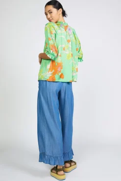 Current Air Floral Split Neck Blouse FLORALGREEN Best