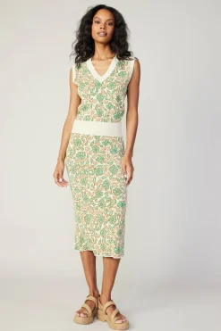 Current Air Floral Sweater Vest GREENMLT Hot