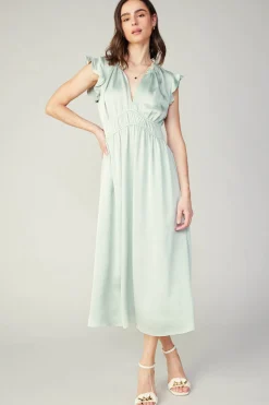 Current Air Florence Ruffled Midi Dress SILVERSAGE Sale