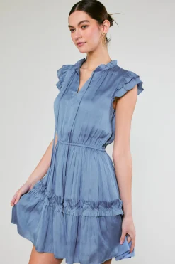 Current Air Flutter Sleeve Mini Dress DEEPPERIWINKLE Hot