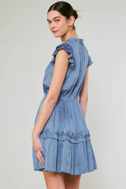 Current Air Flutter Sleeve Mini Dress DEEPPERIWINKLE Hot