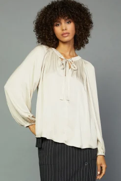 Current Air Gathered Bow Tie Blouse CREAM Best
