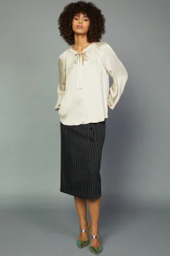 Current Air Gathered Bow Tie Blouse CREAM Best