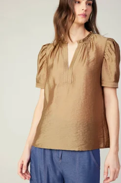Current Air Gathered Sleeve Blouse LATTE Clearance