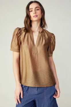 Current Air Gathered Sleeve Blouse LATTE Clearance