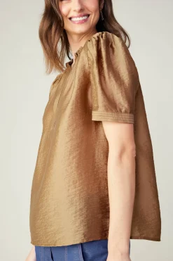 Current Air Gathered Sleeve Blouse LATTE Clearance
