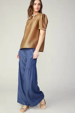 Current Air Gathered Sleeve Blouse LATTE Clearance