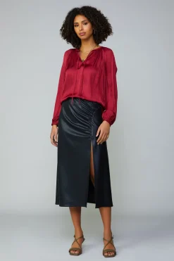 Current Air Gathered Splitneck Blouse RUBY Discount