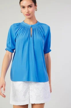 Current Air Gathered Yoke Blouse FADEDBLUE Online