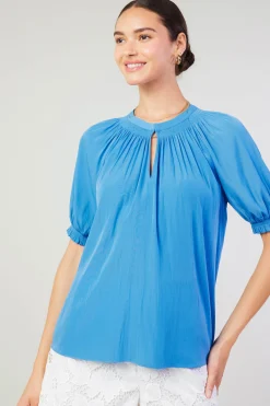 Current Air Gathered Yoke Blouse FADEDBLUE Online