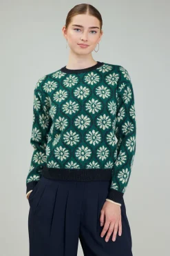 Current Air Geo Floral Pullover Sweater GREENMLT Clearance