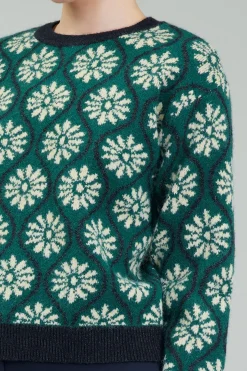 Current Air Geo Floral Pullover Sweater GREENMLT Clearance
