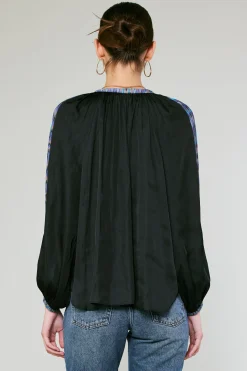 Current Air Geometric Patterned Blouse BLACK New