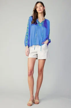 Current Air Geometric Patterned Blouse BLUE Fashion