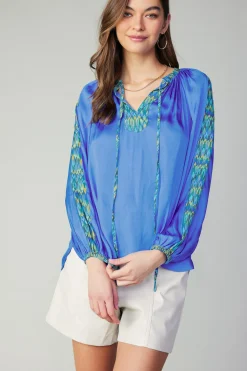 Current Air Geometric Patterned Blouse BLUE Fashion