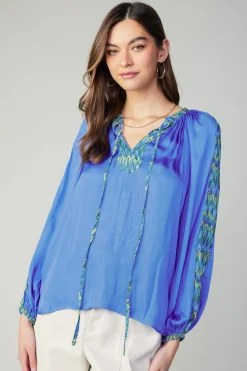 Current Air Geometric Patterned Blouse BLUE Fashion