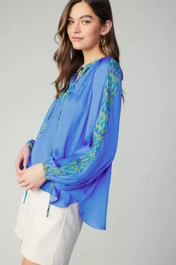 Current Air Geometric Patterned Blouse BLUE Fashion