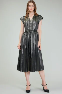 Current Air Glimmer Striped Midi Dress BLACKGOLD New