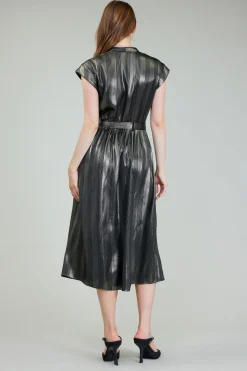 Current Air Glimmer Striped Midi Dress BLACKGOLD New