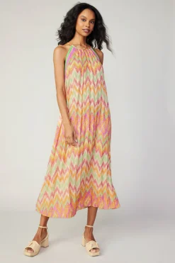 Current Air Gradient Chevron Midi Dress ORANGEMLT Outlet