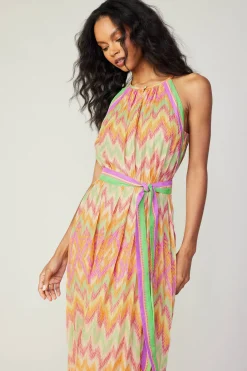 Current Air Gradient Chevron Midi Dress ORANGEMLT Outlet
