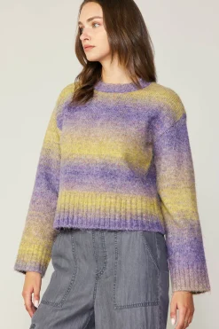 Current Air Gradient Sweater Top PURPLE-YELLOW Online