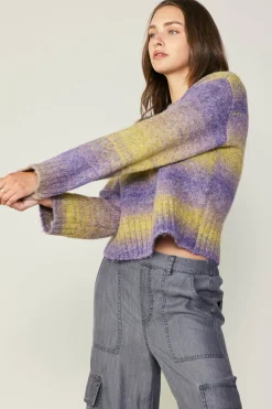 Current Air Gradient Sweater Top PURPLE-YELLOW Online