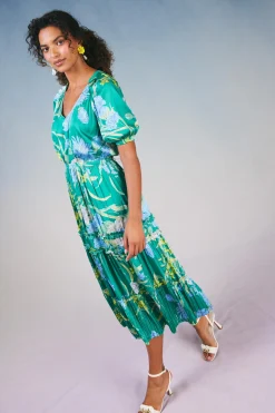 Current Air Hana Botanical Midi Dress GREENFLORAL Discount