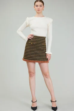 Current Air Houndstooth Mini Skirt MLT Discount