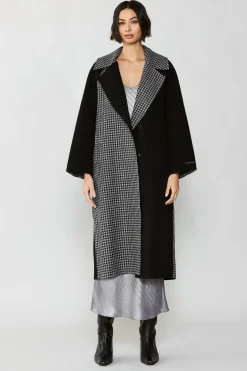 Current Air Houndstooth Oversized Wool Coat BLACK-HOUNDSTOOTH Clearance