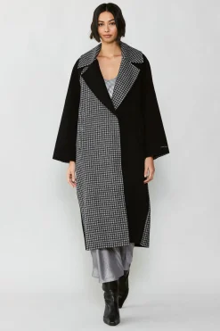 Current Air Houndstooth Oversized Wool Coat BLACK-HOUNDSTOOTH Clearance